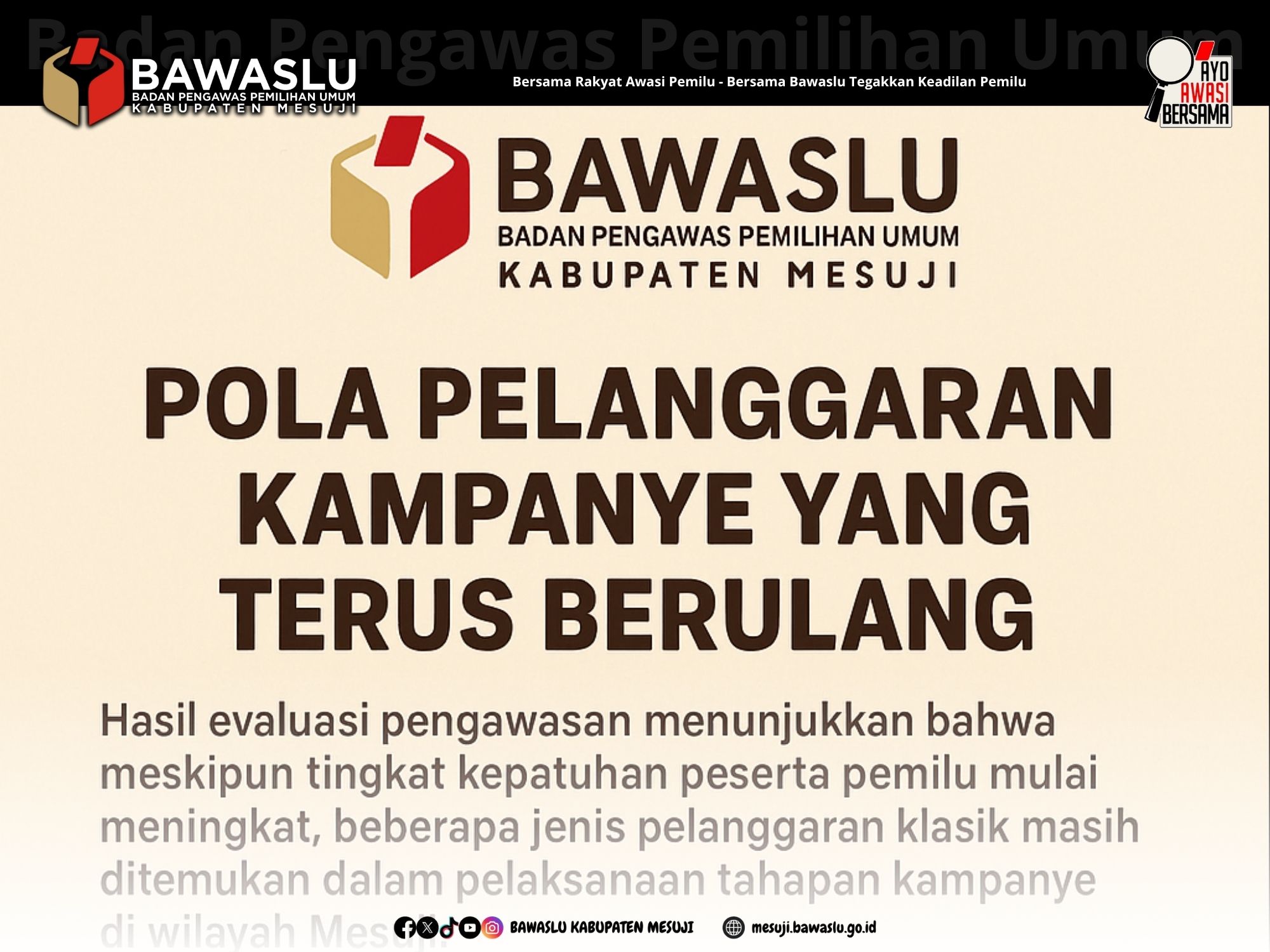 Bawaslu Mesuji Temukan Pola Lama dalam Pelanggaran Kampanye