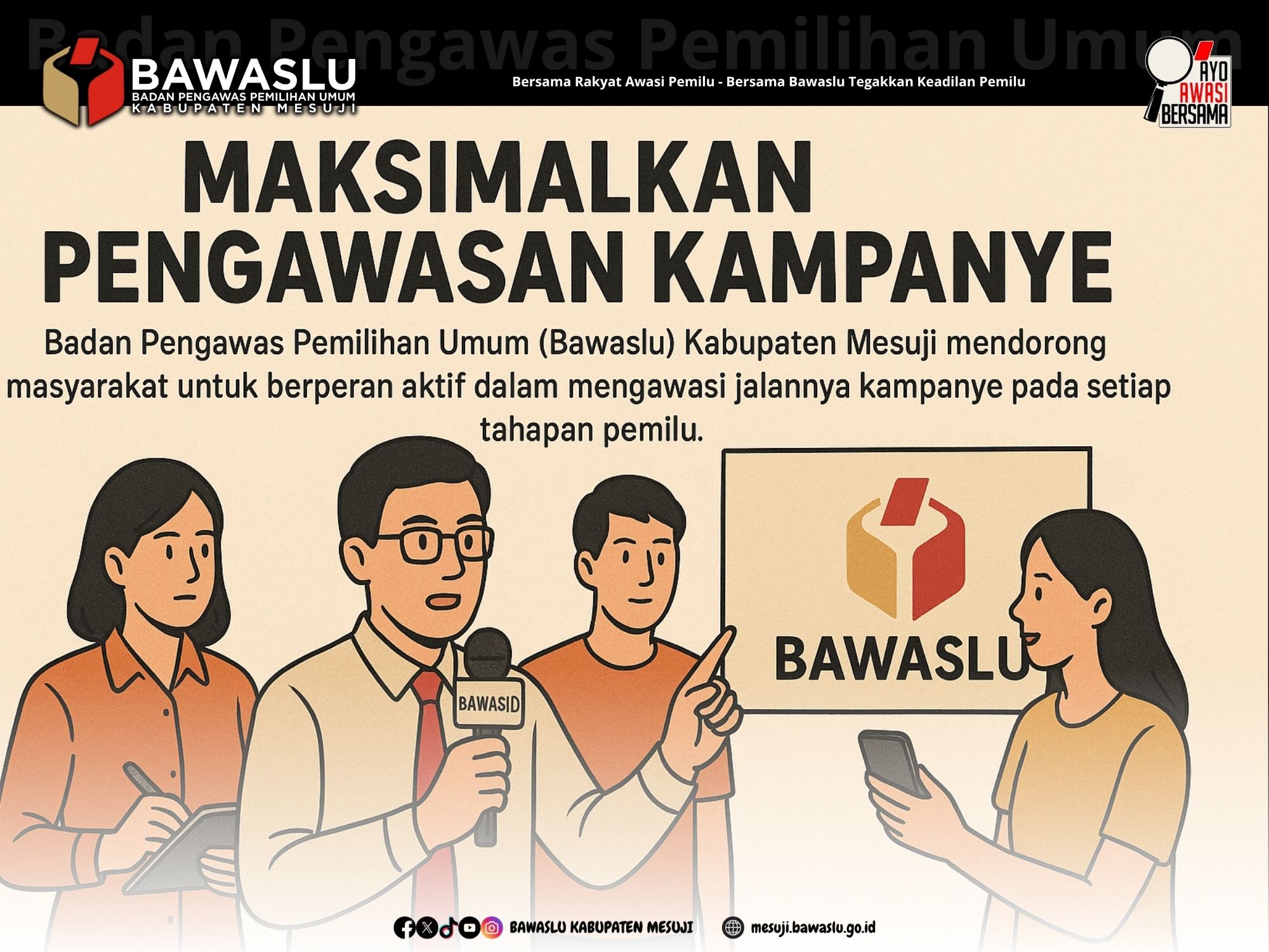 Bawaslu Mesuji Dorong Masyarakat Aktif Awasi Kampanye