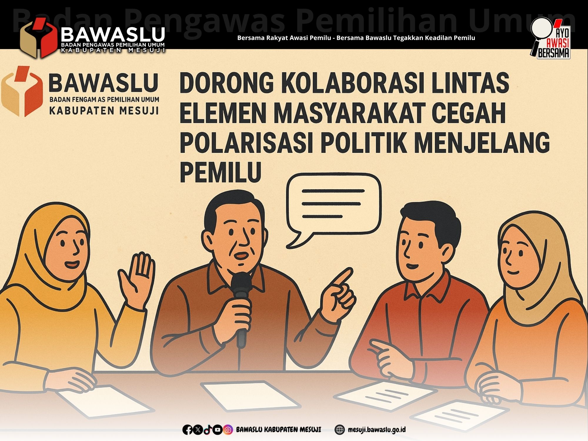 Bawaslu Mesuji Dorong Kolaborasi Cegah Polarisasi Politik