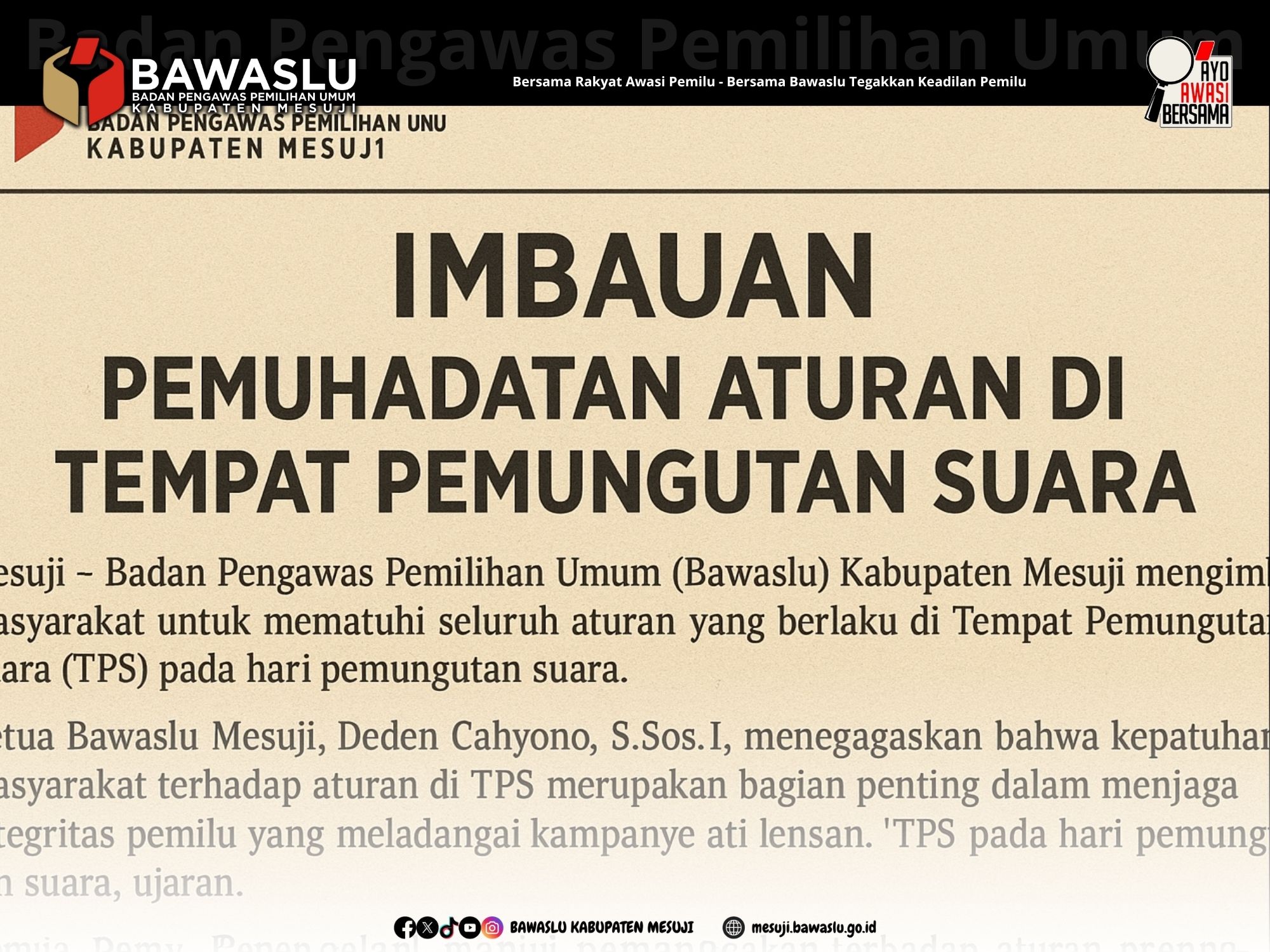 Hindari Pelanggaran, Warga Diminta Patuhi Aturan di TPS