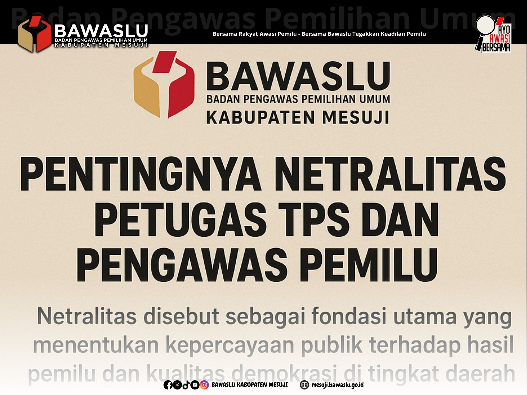Bawaslu Mesuji Tekankan Netralitas Petugas TPS dan Pengawas Pemilu