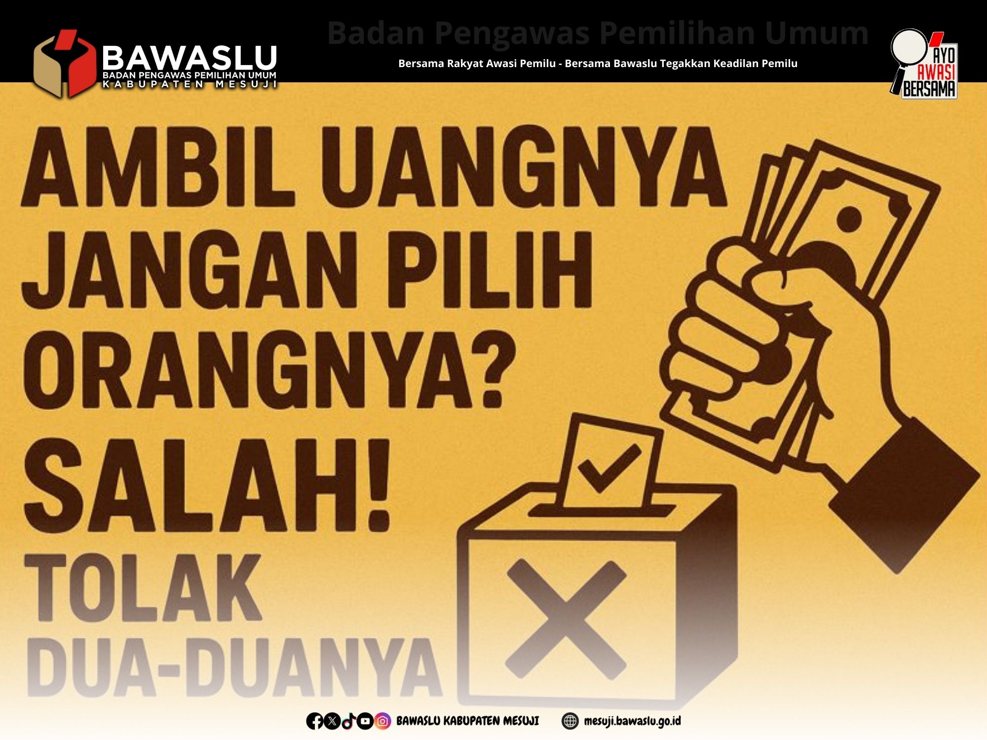 Bahaya Mentalitas ‘Ambil Uangnya’, Masyarakat Wajib Tolak Politik Uang