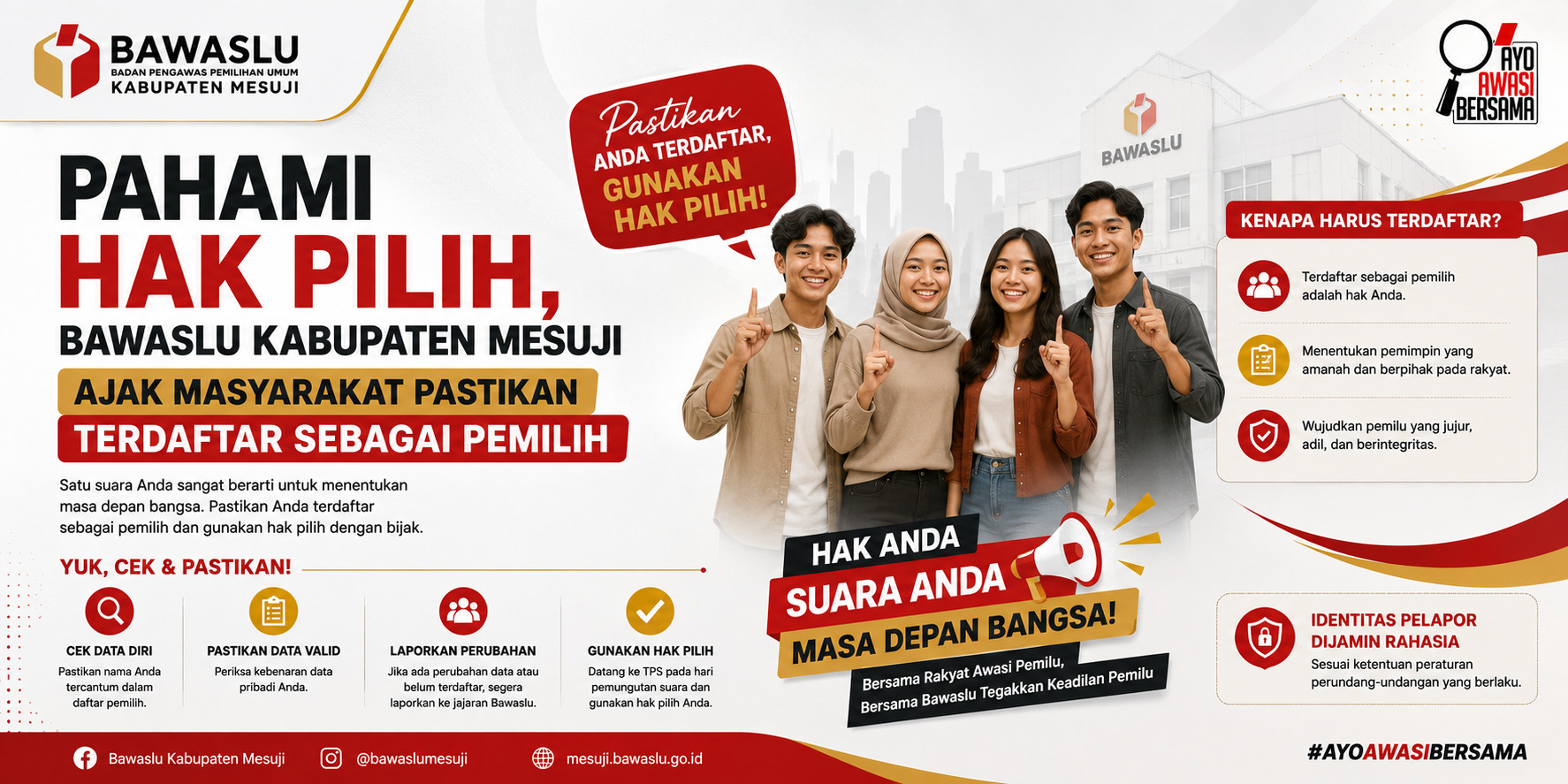 Pahami Hak Pilih, Bawaslu Kabupaten Mesuji Ajak Masyarakat Pastikan Terdaftar sebagai Pemilih