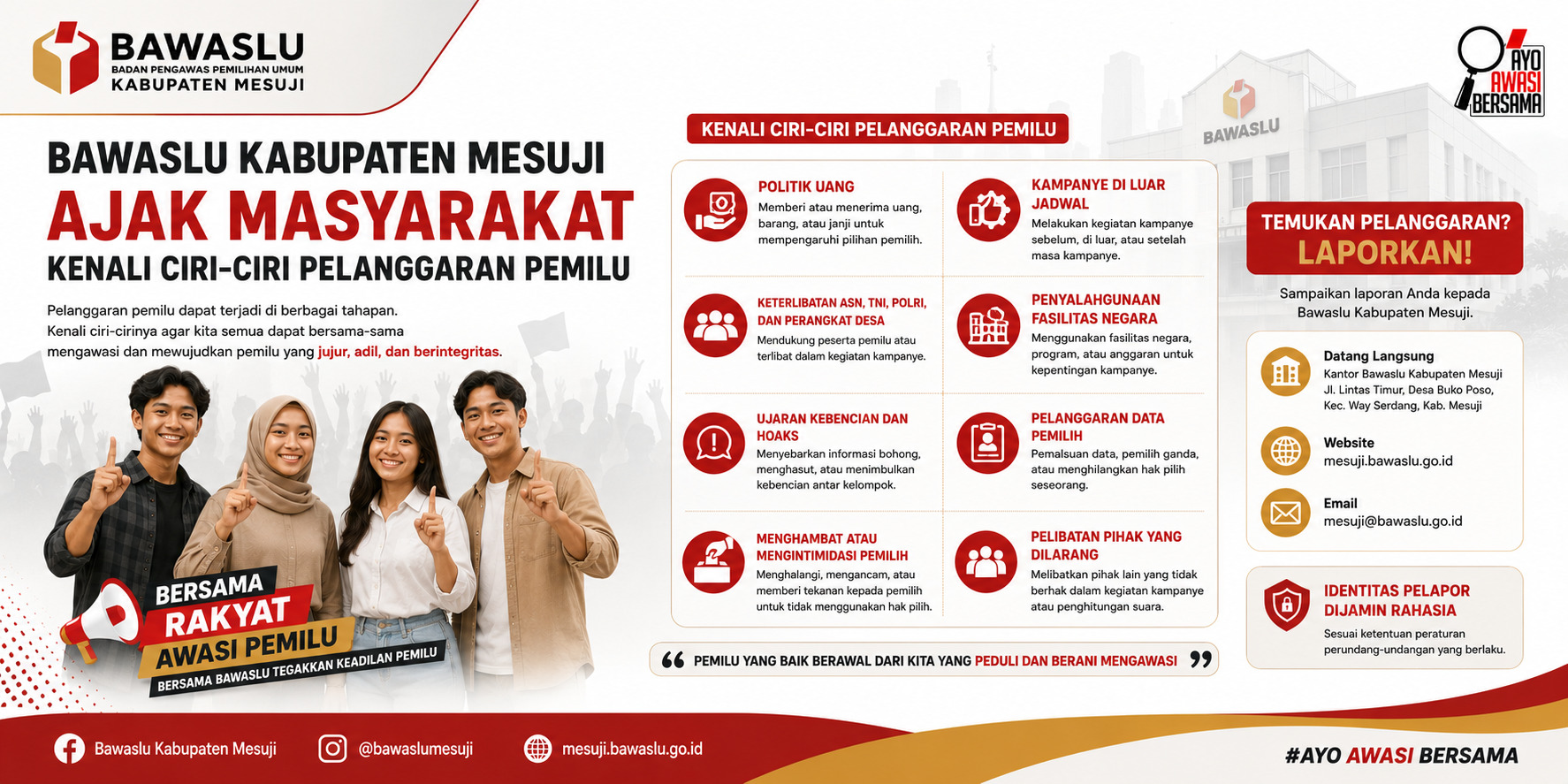Bawaslu Kabupaten Mesuji Ajak Masyarakat Kenali Ciri-Ciri Pelanggaran Pemilu