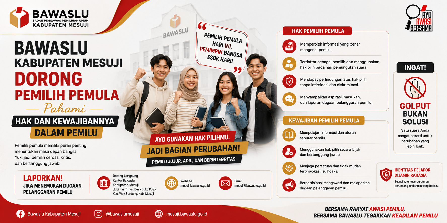 Bawaslu Kabupaten Mesuji Dorong Pemilih Pemula Pahami Hak dan Kewajibannya dalam Pemilu