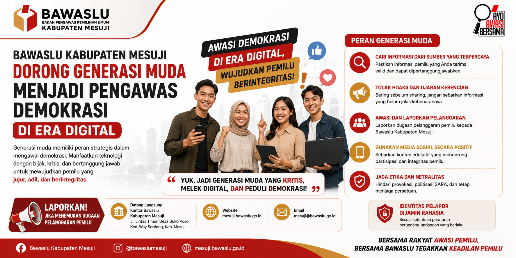 Bawaslu Kabupaten Mesuji Dorong Generasi Muda Menjadi Pengawas Demokrasi di Era Digital