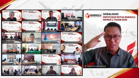 KETUA DAN ANGGOTA BAWASLU KABUPATEN MESUJI HADIRI SOSIALISASI KEPUTUSAN KETUA BAWASLU NOMOR 2 TAHUN 2026, PERKUAT PENYELARASAN RENSTRA DENGAN PRIORITAS NASIONAL