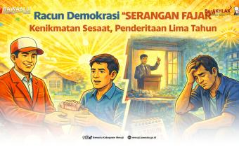 "Istilah ""Serangan Fajar"" sudah tidak asing lagi di telinga masyarakat setiap kali momen Pemilihan Umum (Pemilu) tiba. Praktik membagi-bagikan uang atau materi menjelang hari pemungutan suara ini seringkali dianggap lumrah, bahkan ditunggu-tunggu sebagai ""rezeki musiman"". Namun, Bawaslu Kabupaten Mesuji mengingatkan dengan tegas bahwa praktik ini adalah racun yang mematikan bagi masa depan daerah.  Matematika Sederhana yang Merugikan Rakyat Mari kita berpikir logis dan berhitung secara sederhana. Jika s